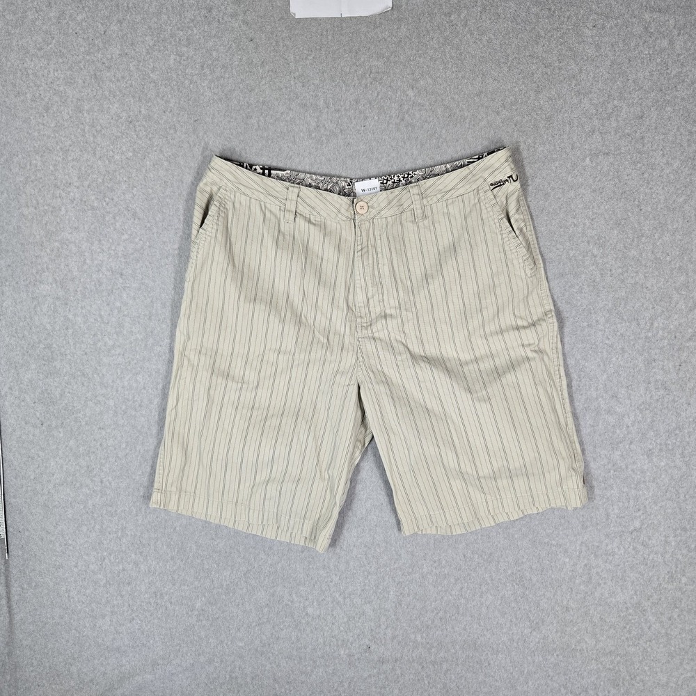 Quiksilver Men Shorts 38 Beige Striped Chino Twill Y104140 Y2K Skater